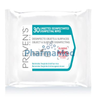 Image de Lingettes désinfectantes mains et surfaces PREVEN'S - 30pc